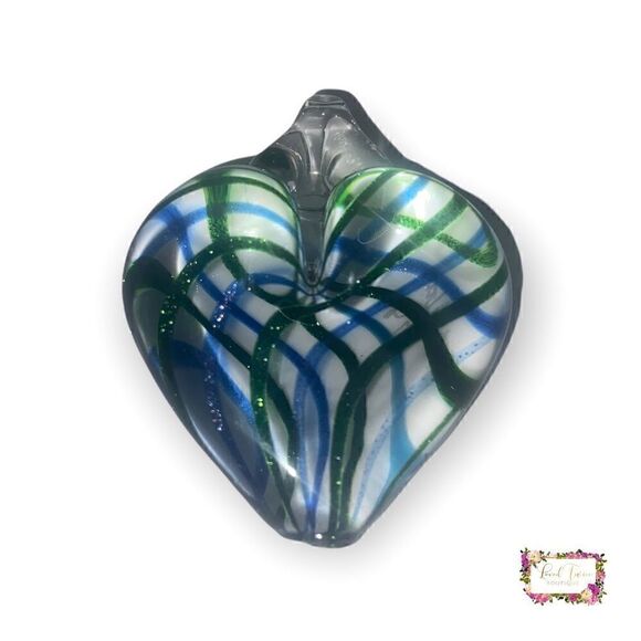 Signed Art Glass Heart Window Charm |Suncatcher, Heart Ornaments... - Picture 16 of 16